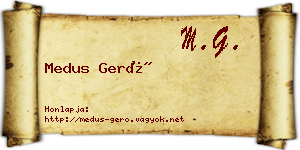 Medus Gerő névjegykártya